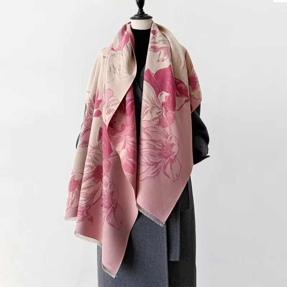 Reversible Floral Microfiber Shawl Wrap