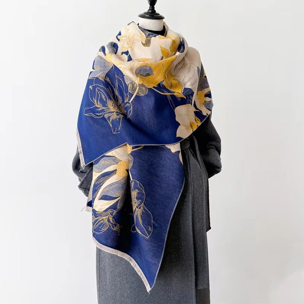 Reversible Floral Microfiber Shawl Wrap