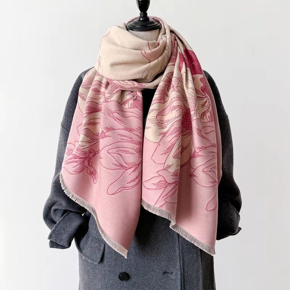 Reversible Floral Microfiber Shawl Wrap