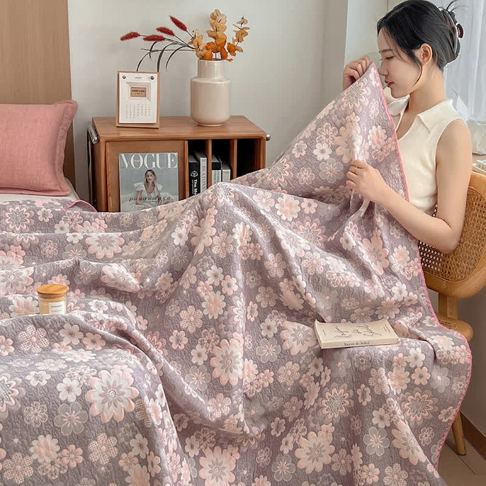 Reversible Floral Cotton Gauze Blanket