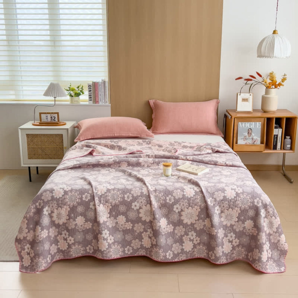 Reversible Floral Cotton Gauze Blanket