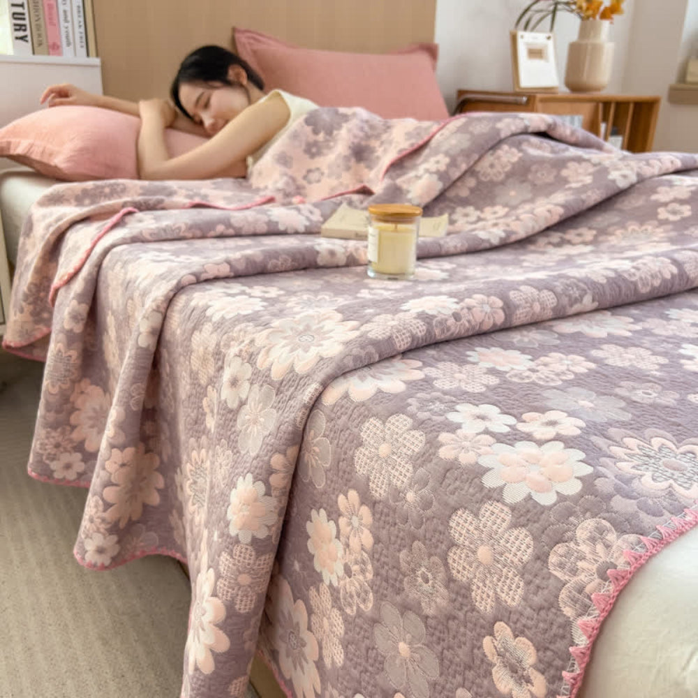 Reversible Floral Cotton Gauze Blanket