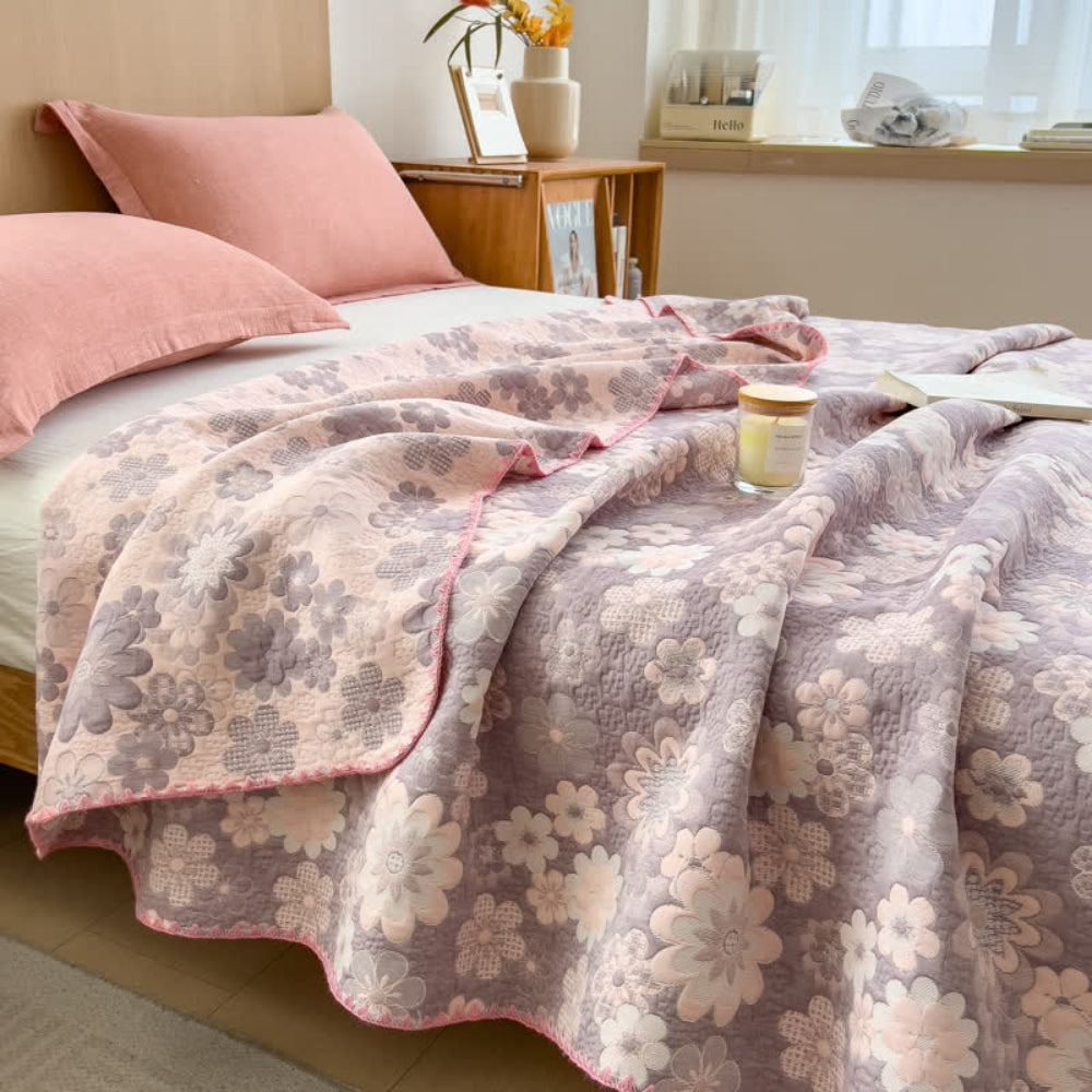 Reversible Floral Cotton Gauze Blanket