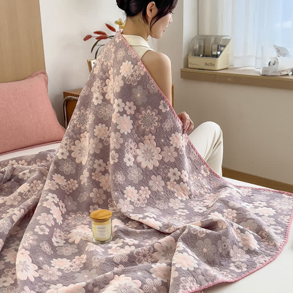 Reversible Floral Cotton Gauze Blanket