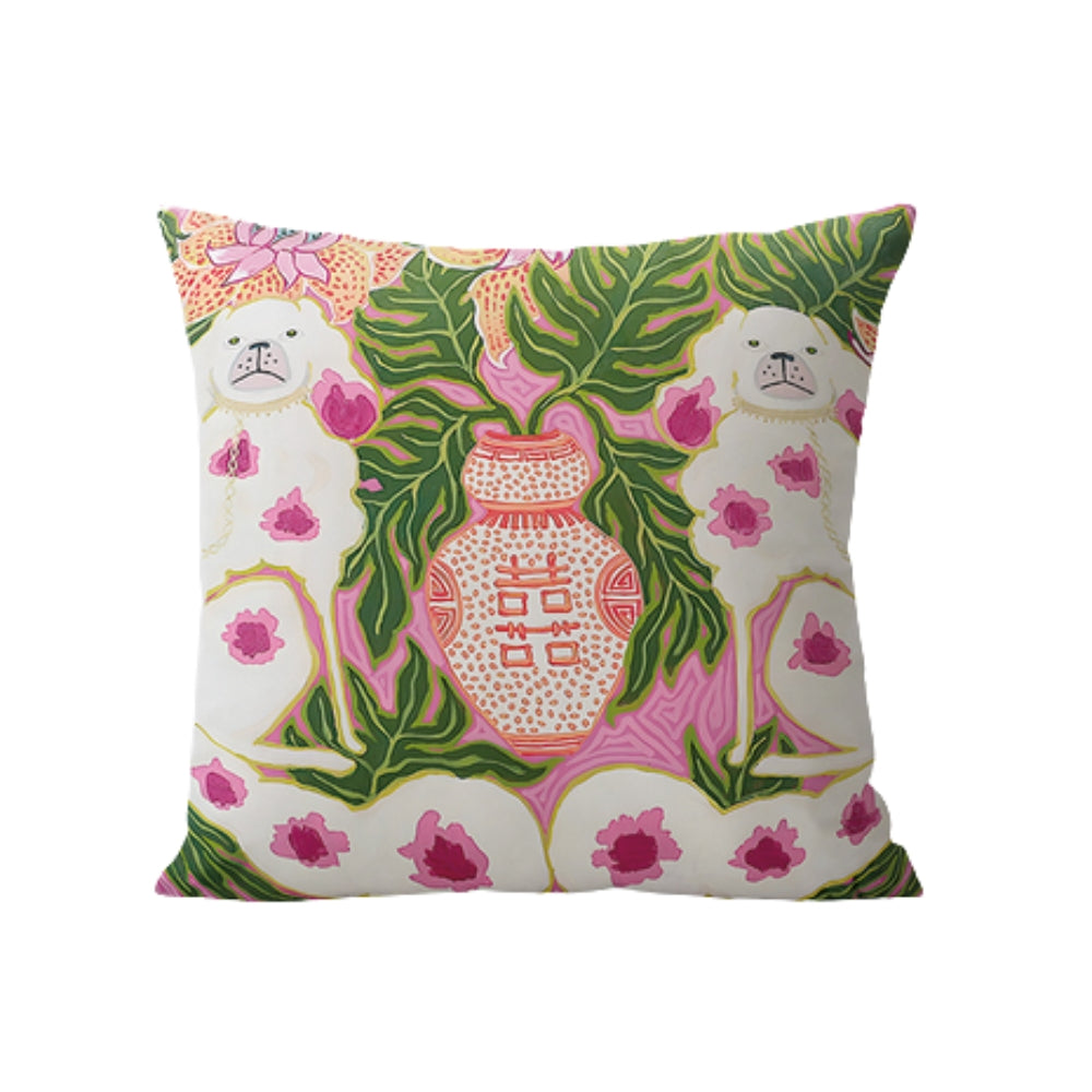 Blush Pink Dog Cushion Cover with Tassels