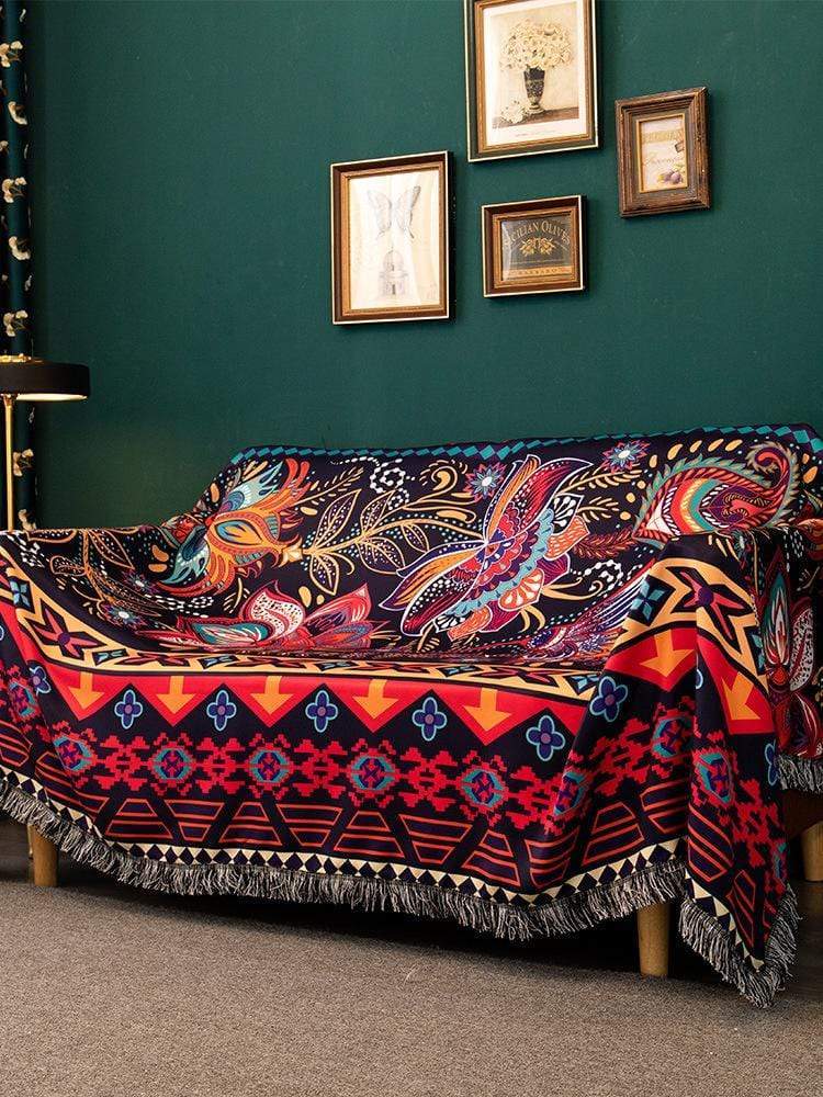 Bohemian Polyester Sofa Blanket in Vibrant Colors