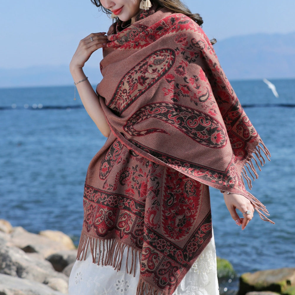 Bohemian Paisley Tassel Shawl Wrap