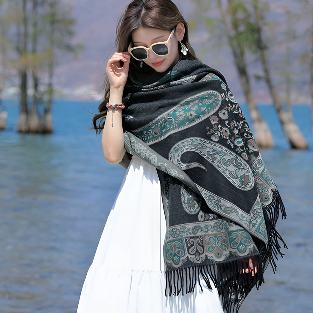 Bohemian Paisley Tassel Shawl Wrap