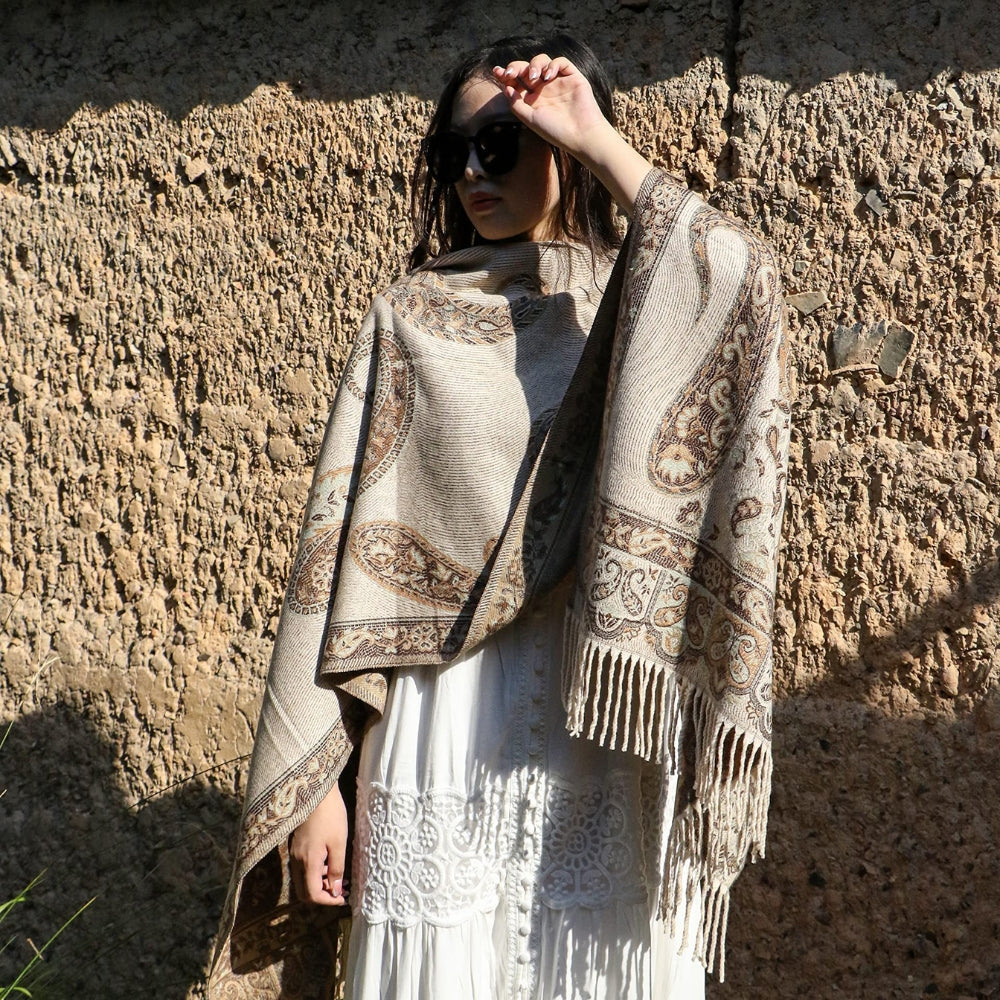 Bohemian Paisley Tassel Shawl Wrap