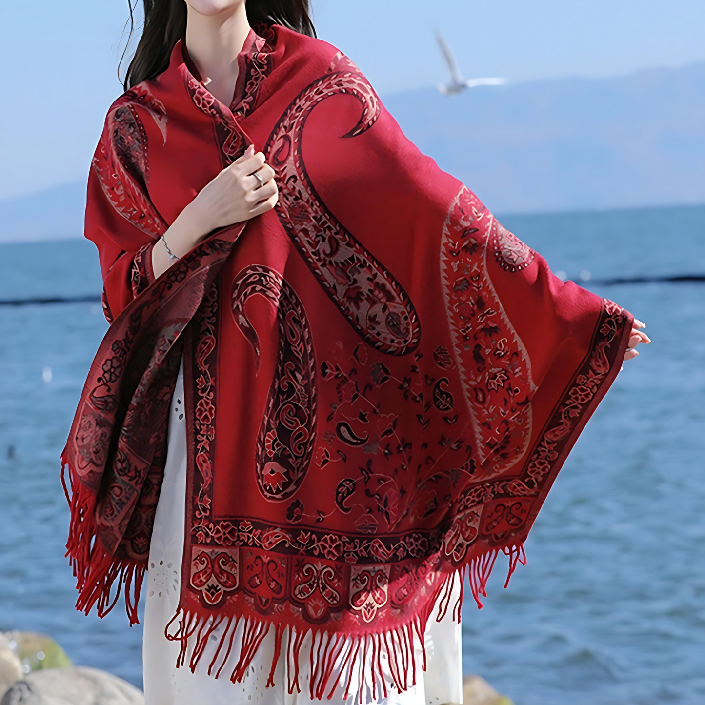 Bohemian Paisley Tassel Shawl Wrap