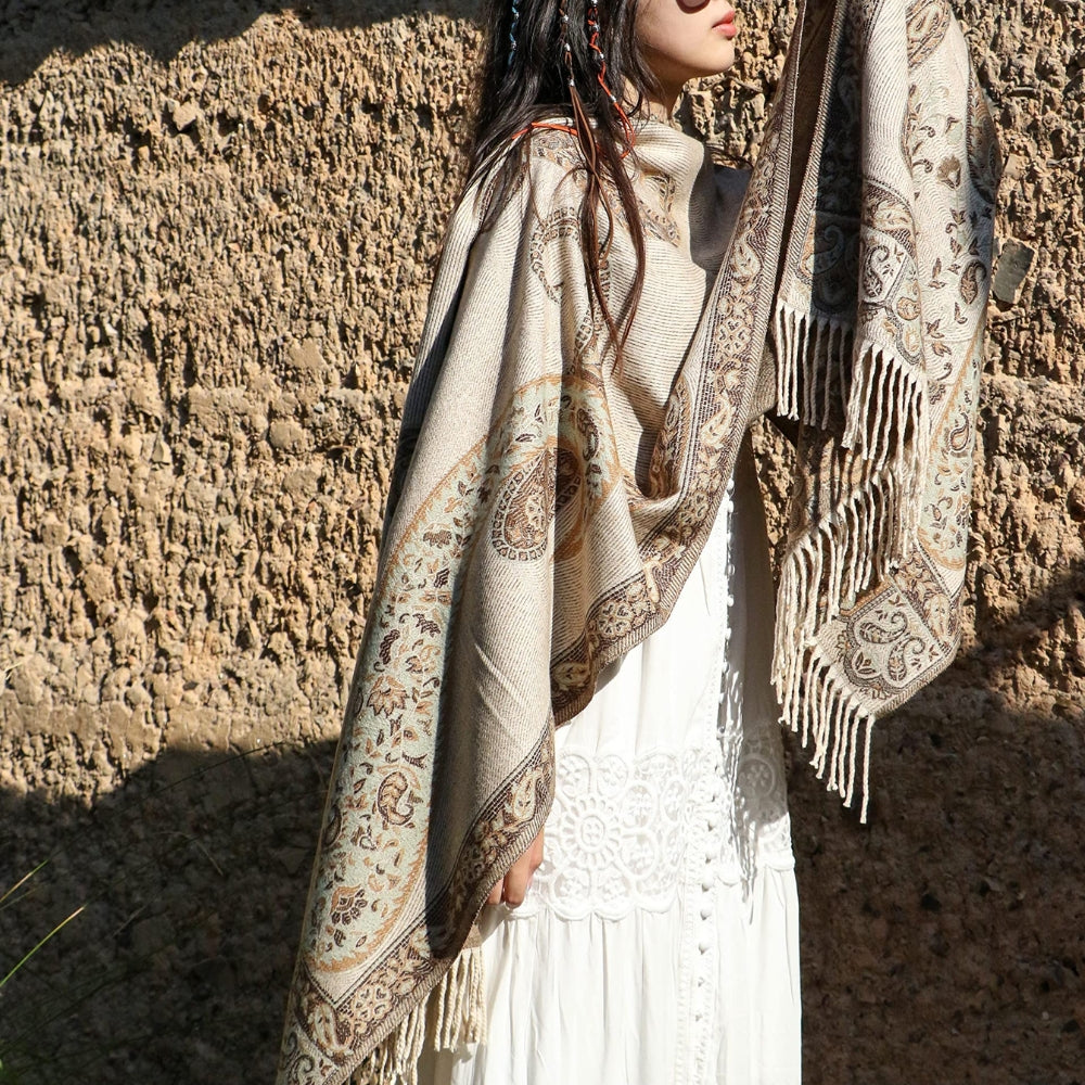 Bohemian Paisley Tassel Shawl Wrap