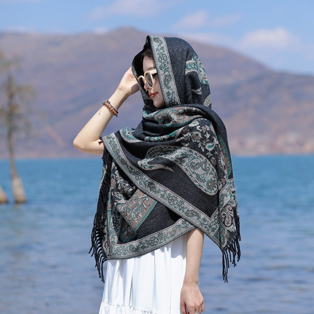 Bohemian Paisley Tassel Shawl Wrap