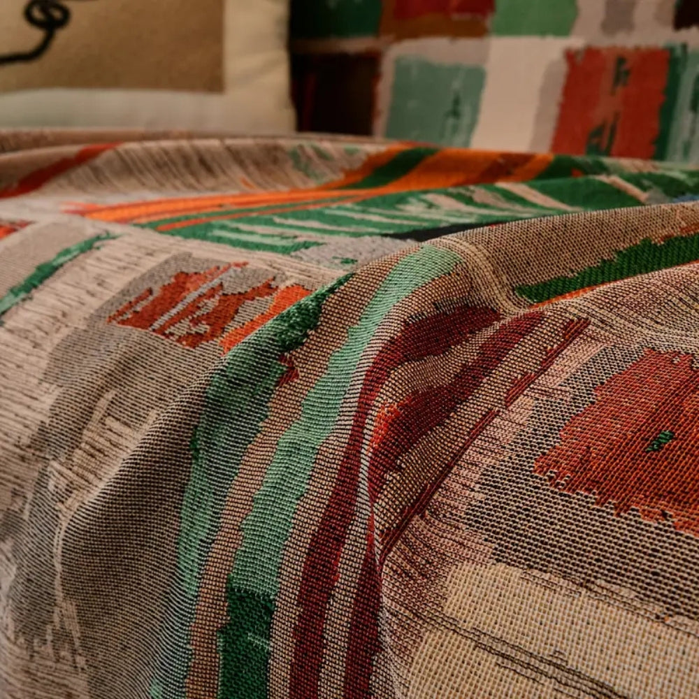 Rustic Geometric Microfiber Sofa Cover