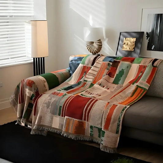 Bohemian Geometric Microfiber Sofa Cover with Anti-Slip Backing