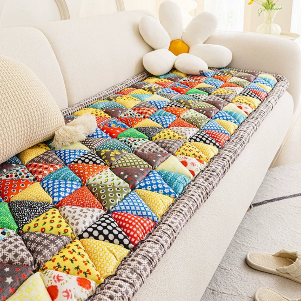 Bohemian Quilted Sofa Cover with Non-Slip Backing
