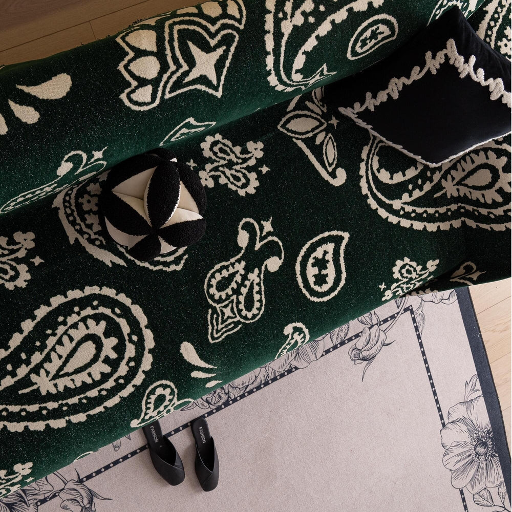 Bohemian Chenille Sofa Cover with Floral Design
