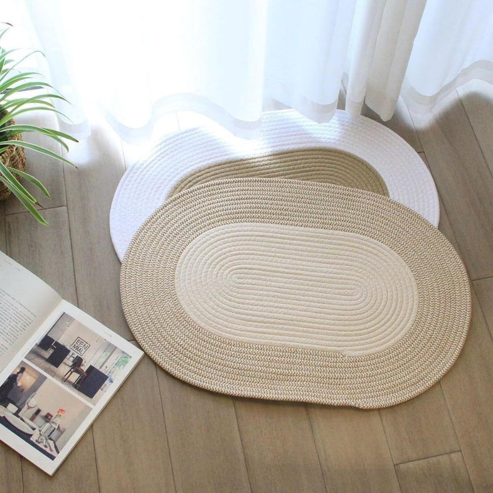 Braided Hemp Oval Rug in Natural Boho Style