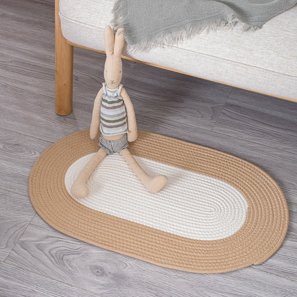 Braided Hemp Oval Rug in Natural Boho Style