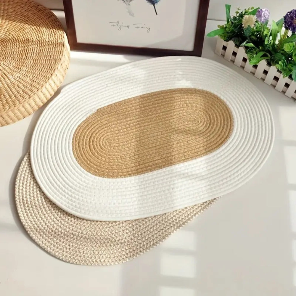 Braided Hemp Oval Rug in Natural Boho Style
