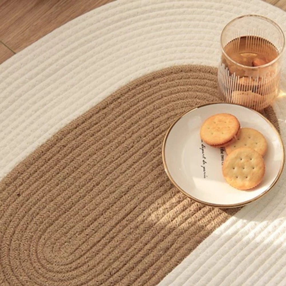 Braided Hemp Oval Rug in Natural Boho Style