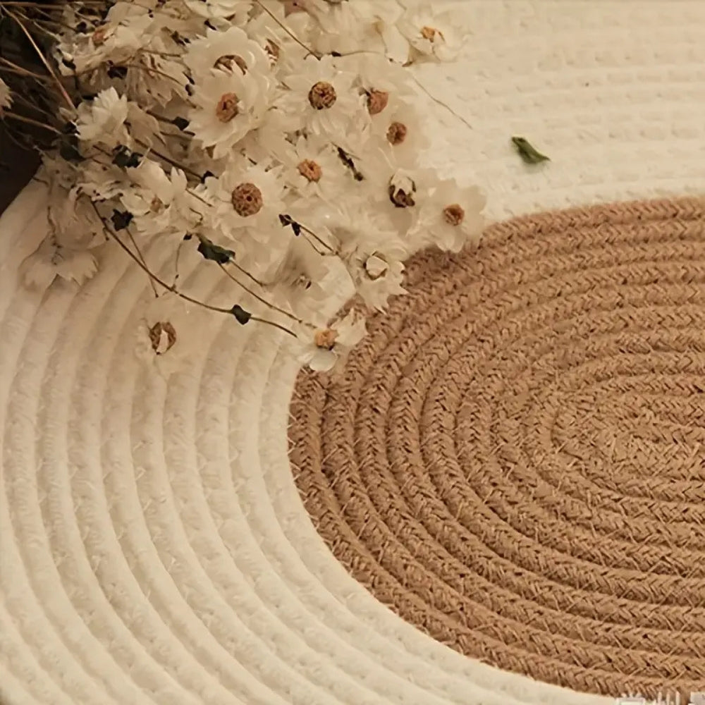 Braided Hemp Oval Rug in Natural Boho Style