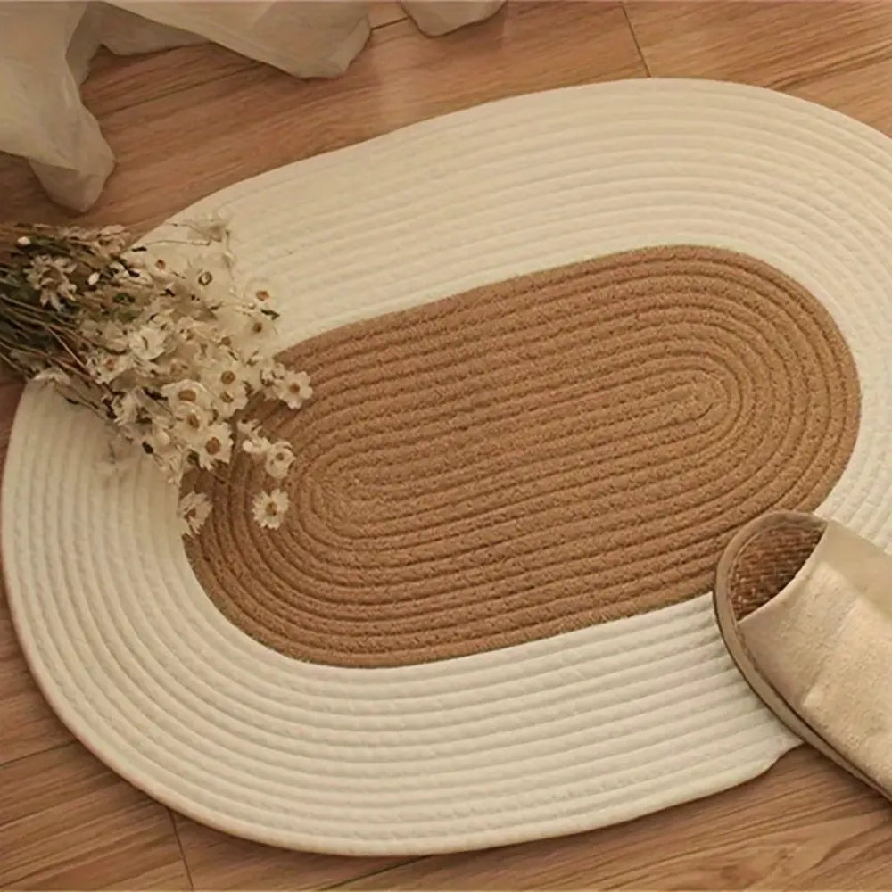 Braided Hemp Oval Rug in Natural Boho Style