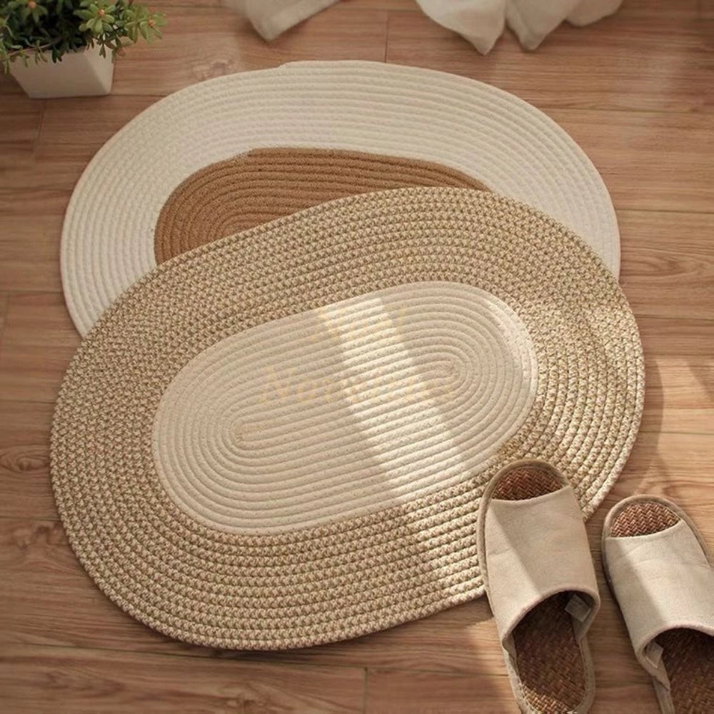 Braided Hemp Oval Rug in Natural Boho Style
