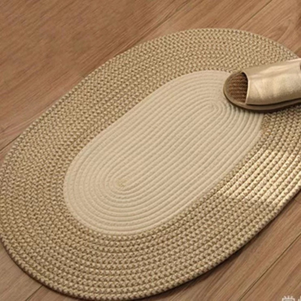 Braided Hemp Oval Rug in Natural Boho Style