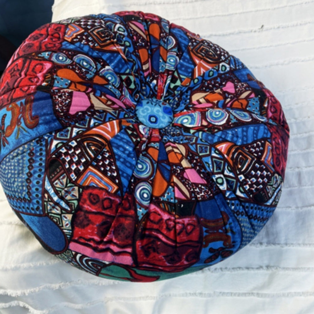 Boho Round Microfiber Seat Cushion with Geometric Patterns