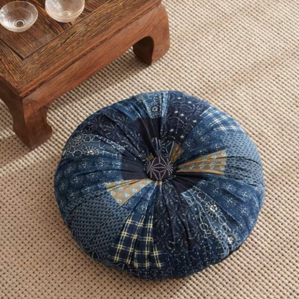 Boho Round Microfiber Seat Cushion with Geometric Patterns