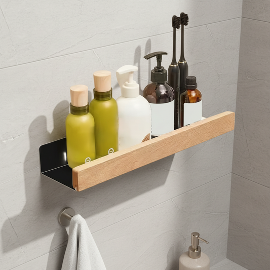 Drill-Free Plastic Shower Shelf for Shampoo and Care Products