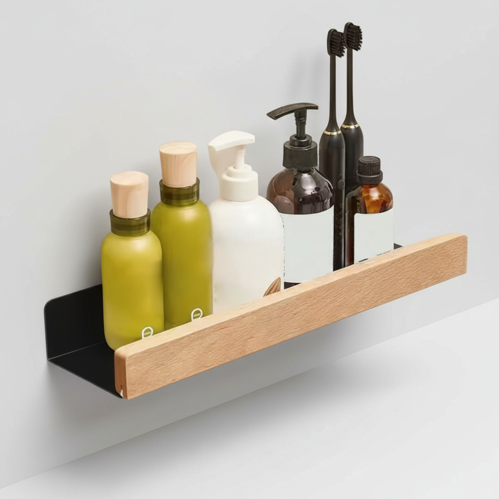 Drill-Free Plastic Shower Shelf for Shampoo and Care Products