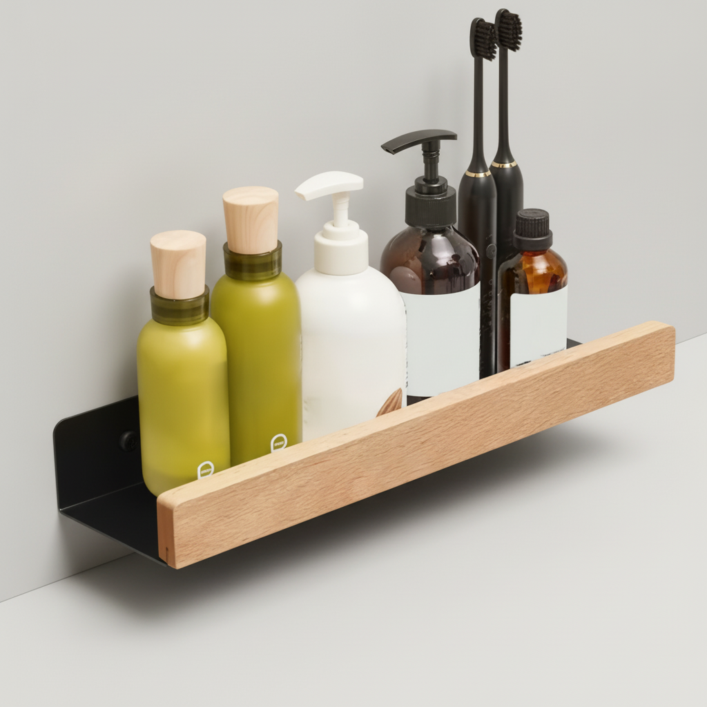Drill-Free Plastic Shower Shelf for Shampoo and Care Products