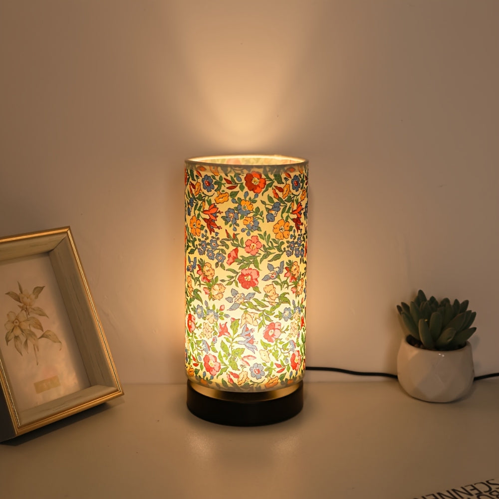 Floral Fabric Table Lamp with Iron Base