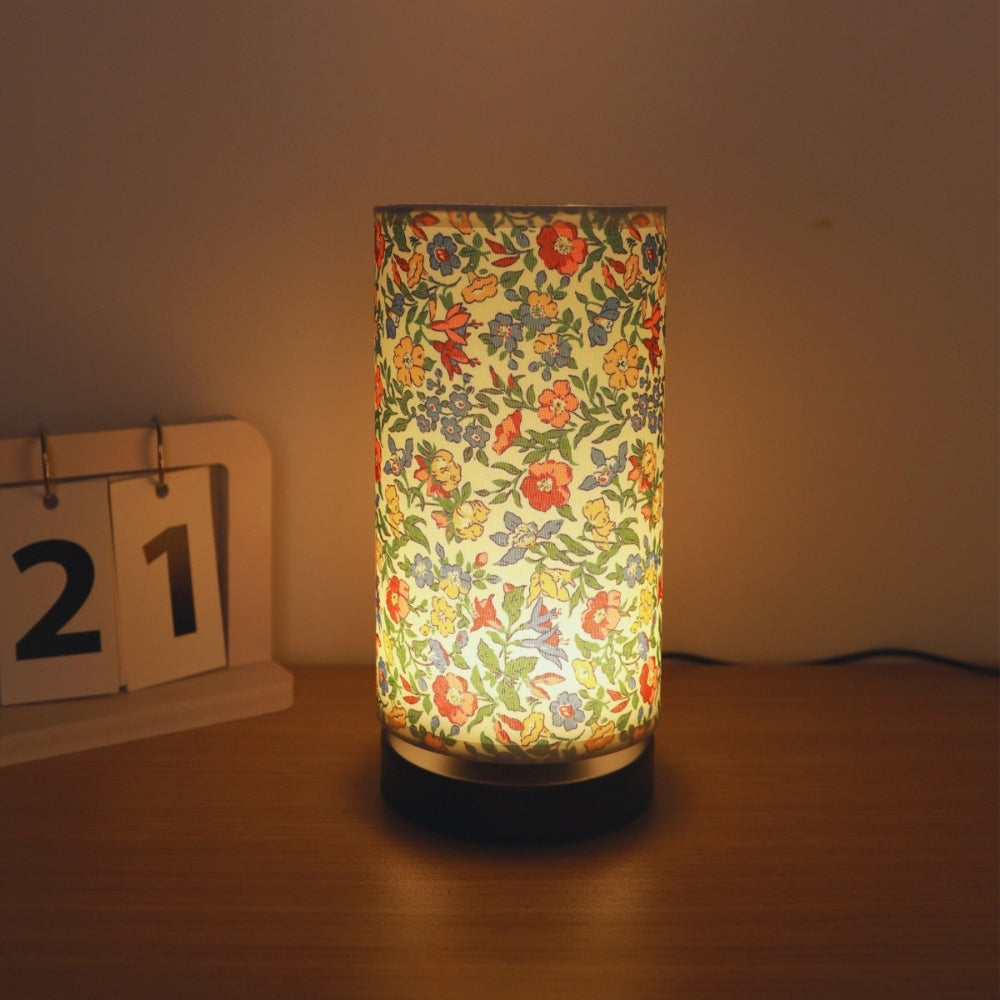 Floral Fabric Table Lamp with Iron Base