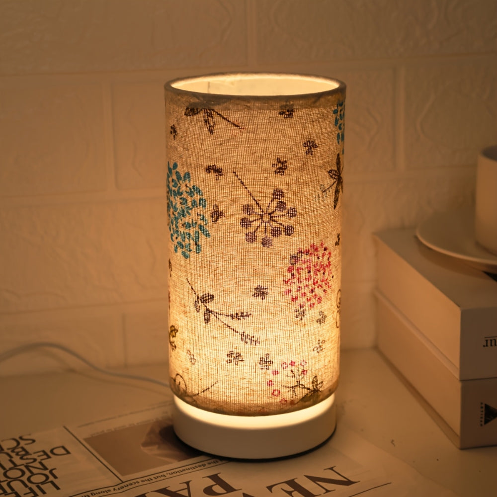 Floral Fabric Table Lamp with Iron Base