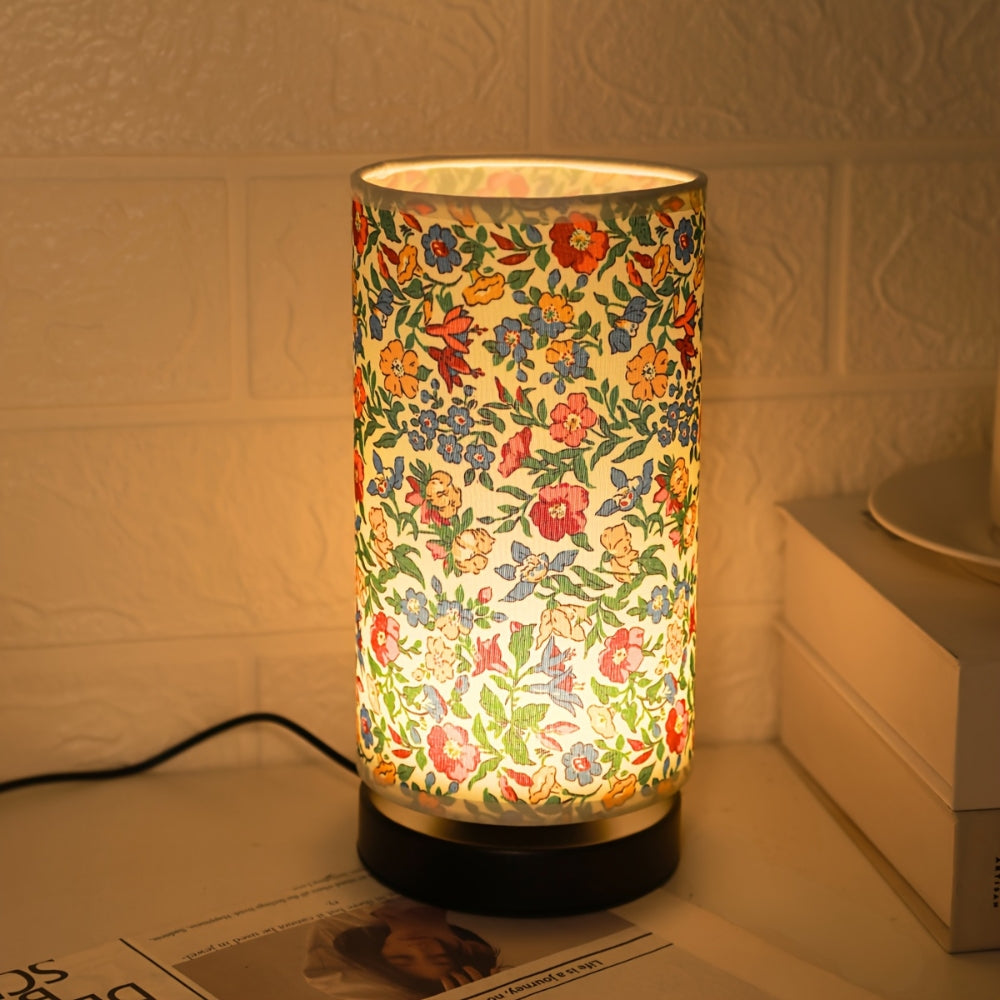 Floral Fabric Table Lamp with Iron Base