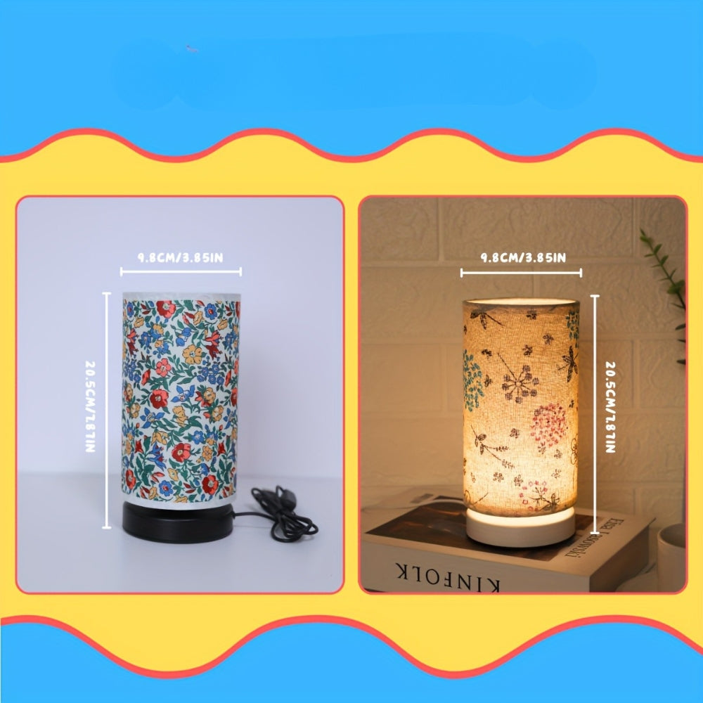 Floral Fabric Table Lamp with Iron Base
