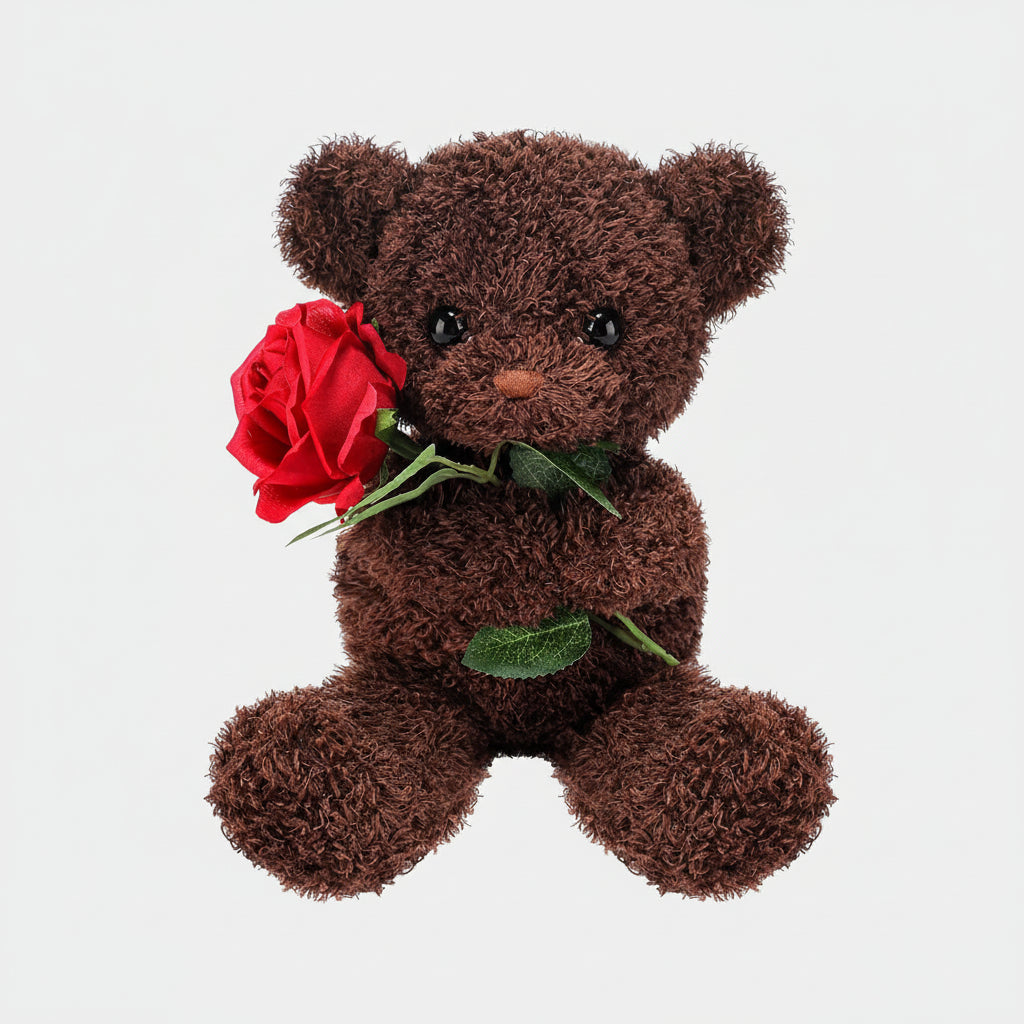 Plush Valentine Bear Stuffed Animal with Rose