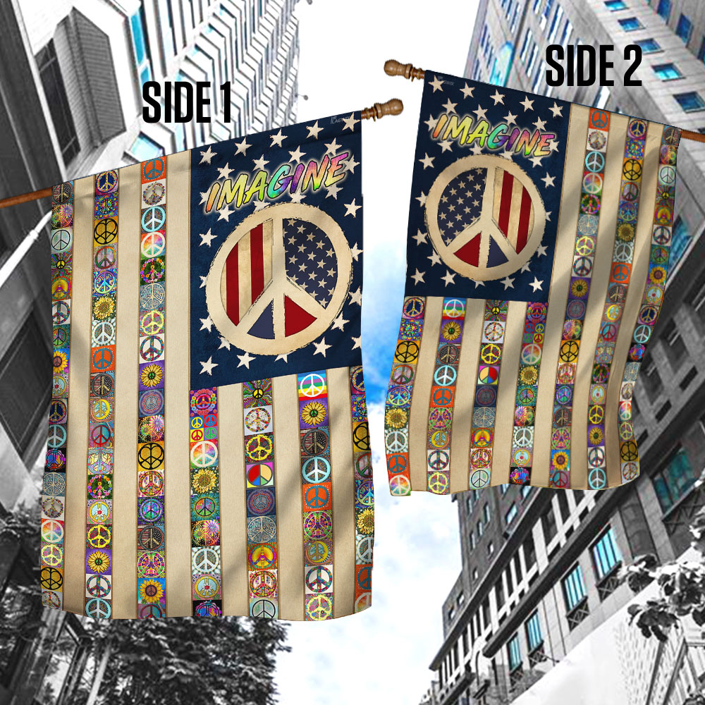 Double-Sided Peace Sign Hippie Flag - Custom Canvas Decor
