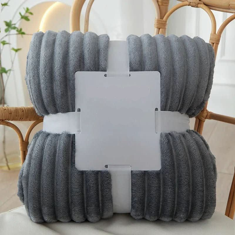 Wide Stripe Flannel Fleece Blanket 59 x 79 Inch