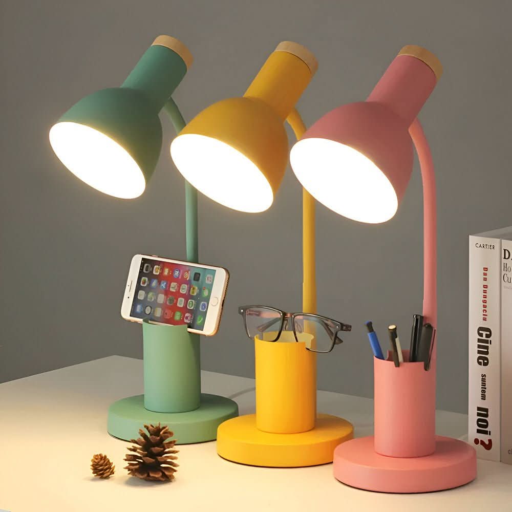 LED Desk Lamp with Adjustable Light Colors and Pen Holder
