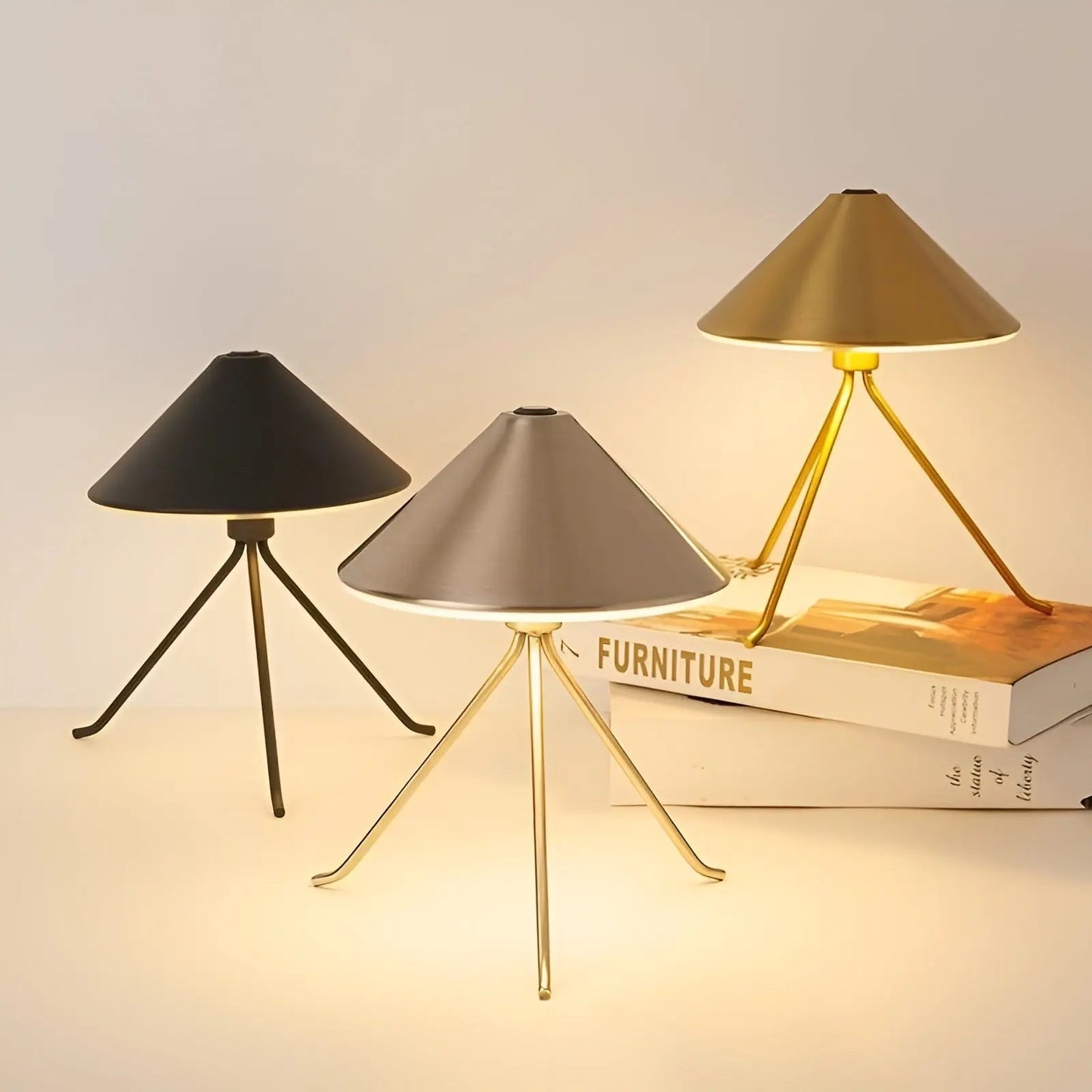 USB Rechargeable LED Table Lamp in Black, Gold, Silver - Modern Chic Design