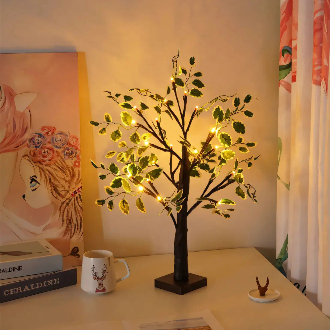 Elegant Tree Table Lamp with Warm LED Lighting