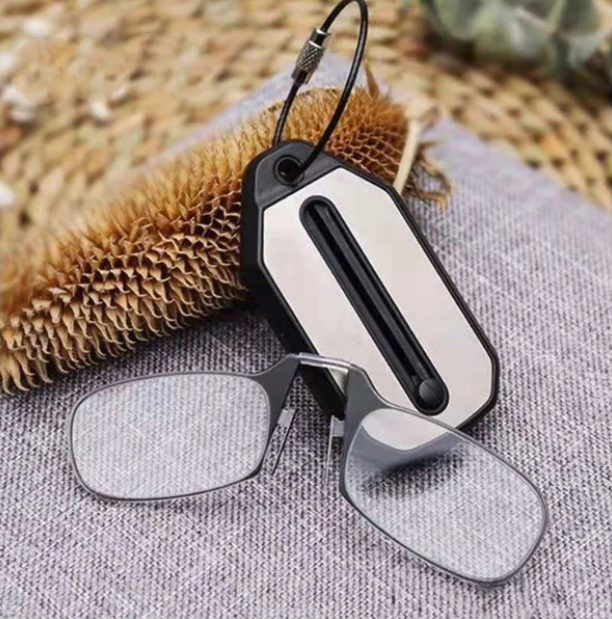 Portable Keychain Reading Glasses with Nose Clip