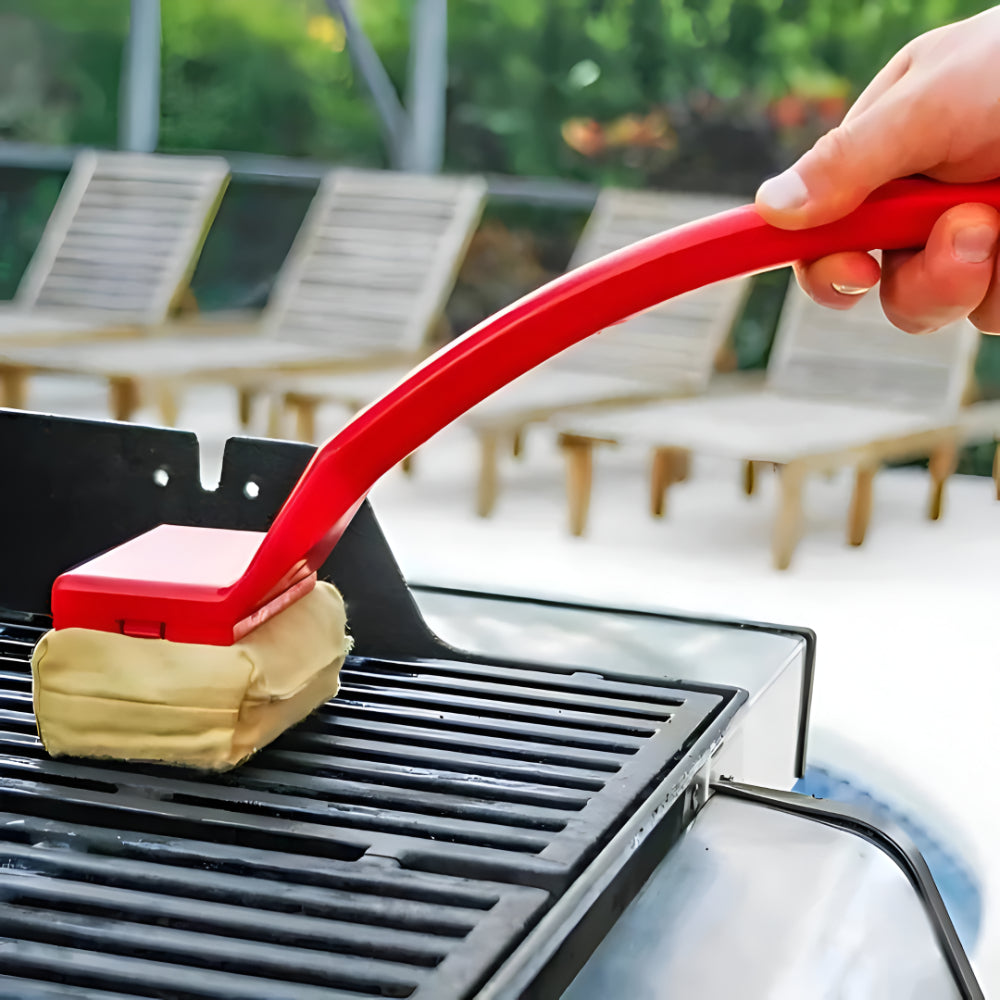 Bristle-Safe Steam Grill Cleaning Brush with Long Handle