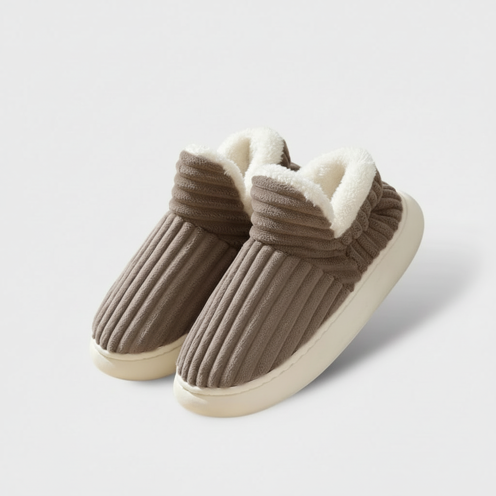 Warm Vegan Fleece House Slippers with Orthopedic Support