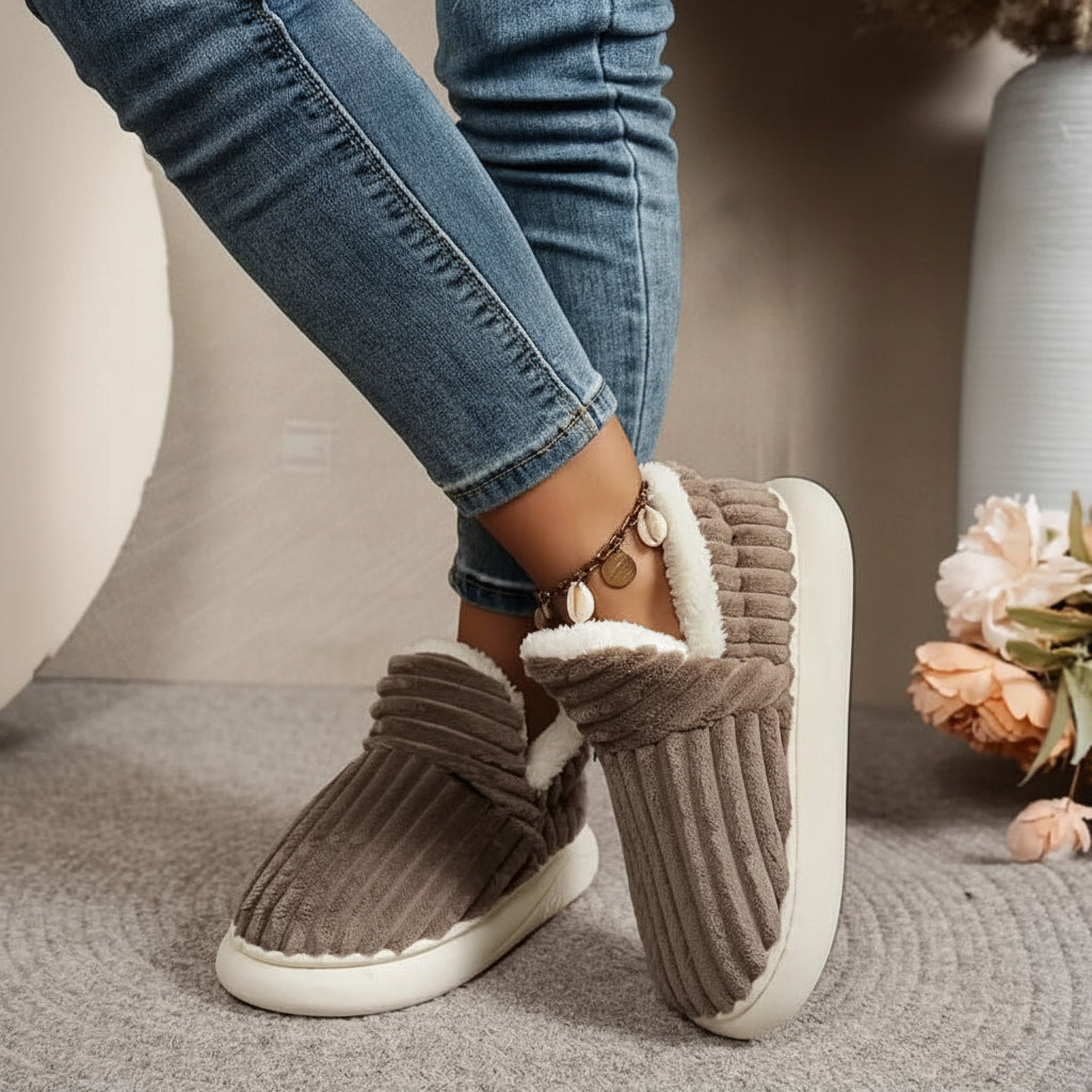 Warm Vegan Fleece House Slippers with Orthopedic Support