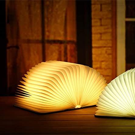 Folding Wooden Book Lamp with LED Light