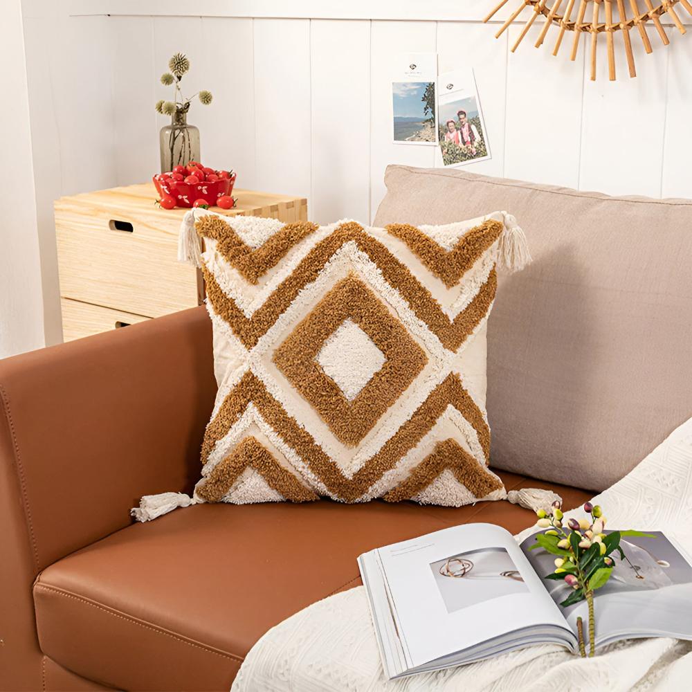 Tufted Cotton Cushion Cover - Moroccan Inspired Design